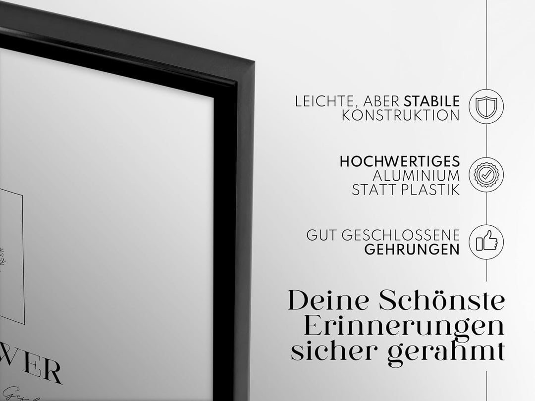 Artower® Bilderrahmen Schwarz Metall Dünner Rahmen für 40 x 60 cm | Posterrahmen Gross Collage | Pic