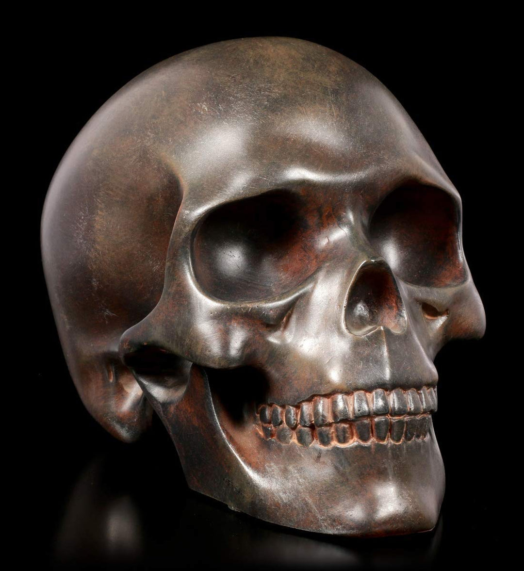 Figuren Shop GmbH Gothic-Totenkopf - rostfarben | Fantasy-Skull, handbemalt, H 13 cm