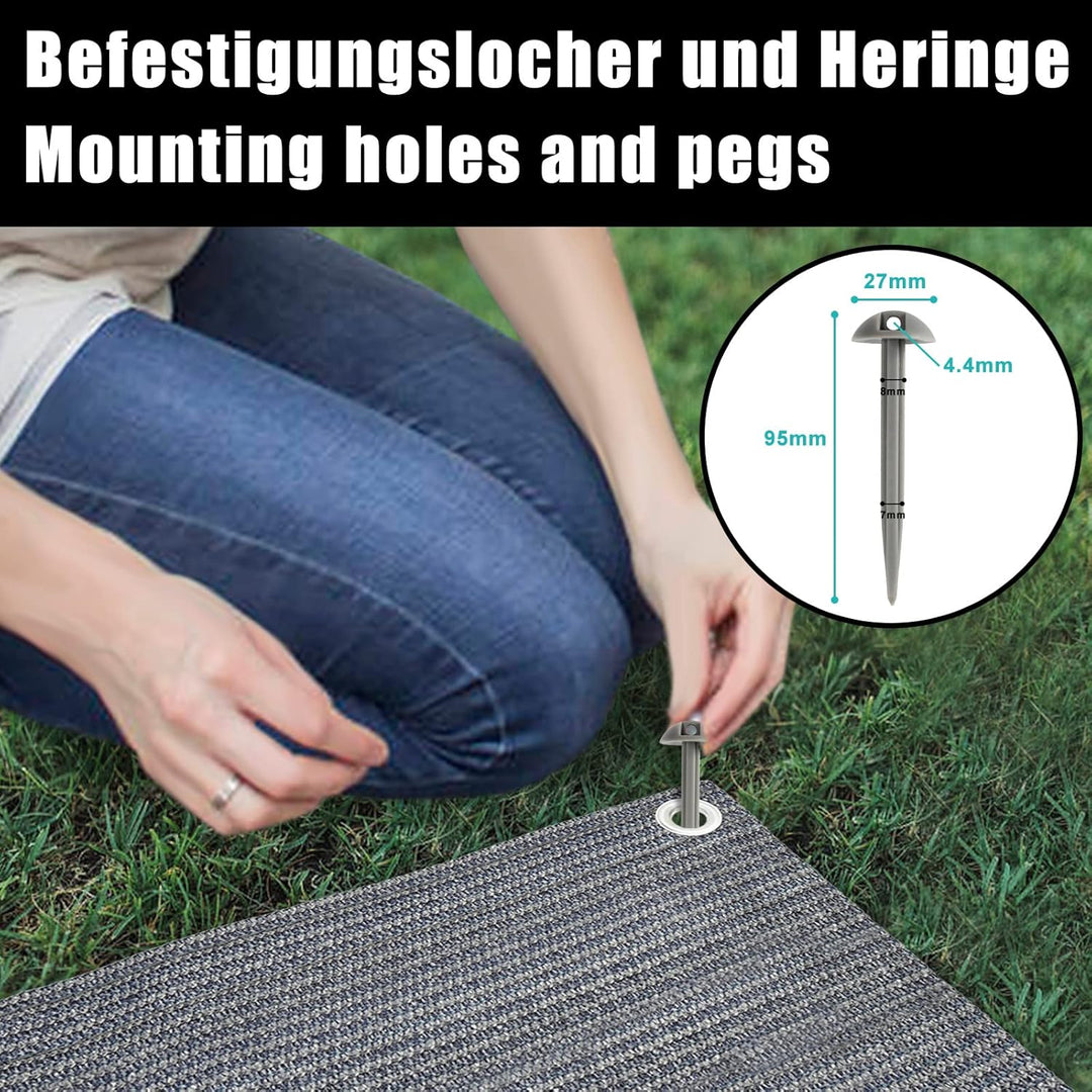 Jopassy Vorzeltteppich Outdoor Camping Teppich Zeltteppich mit 12 Löchern, 13 Heringe und Tragetasch