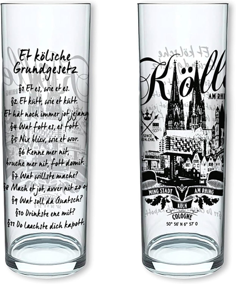3forCologne Kölschglas | 6er Pack je 0,2ml | Kölsche Grundgesetz & Ming Stadt | Biergläser, Kölner-S