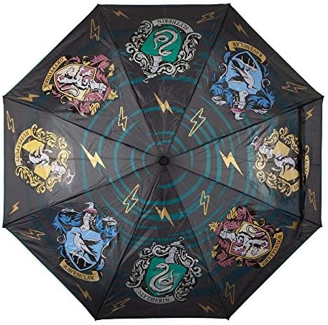 Harry Potter Damen Harry Potter Hogwarts House Crests Liquid Reactive Compact Umbrella Regenschirm,