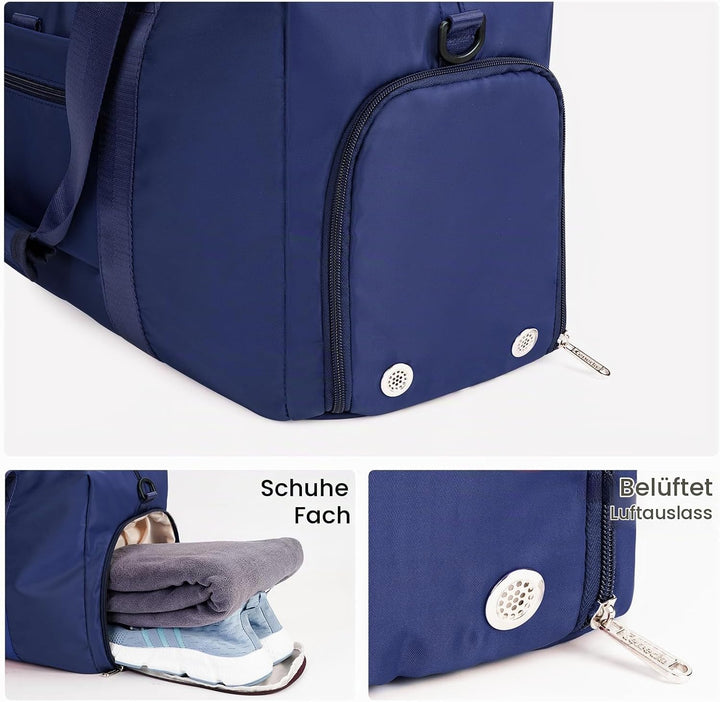 Ceneda Sporttaschen Klassische mit Schuhfach und Nassfach Tragbare Übernachtungs Wochenendtasche Rei