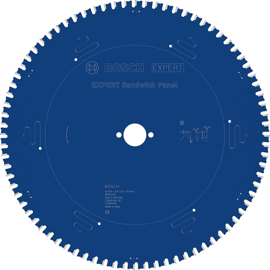 Bosch Professional Kreissägeblatt Expert for Sandwich Panel (355 x 30 x 2,6 mm, 80 Zähne, Zubehör Kr