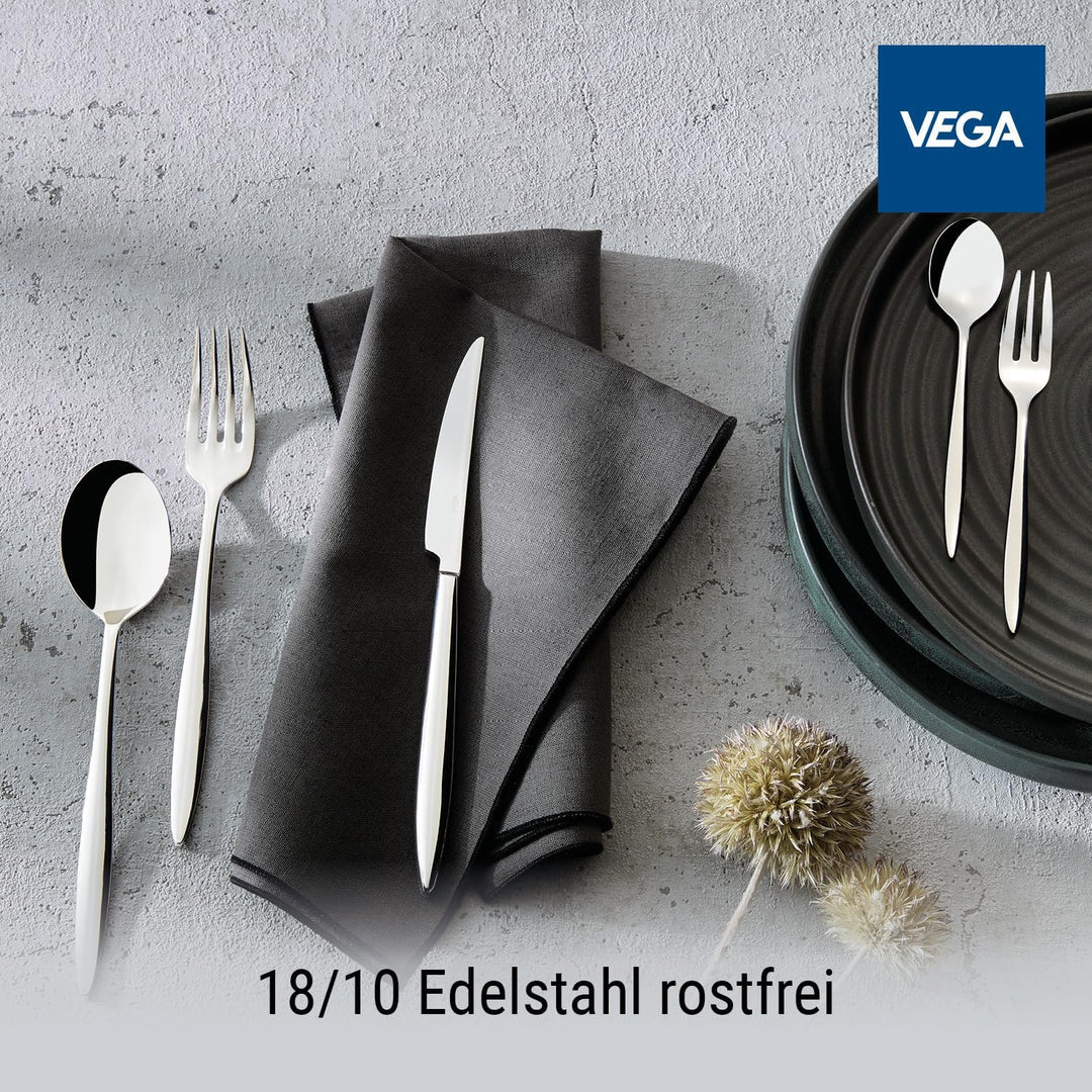 VEGA Sydney Besteckset 60-teilig für 12 Personen Edelstahl 18/10 | Silber, Hochglanzpoliert, Spülmas
