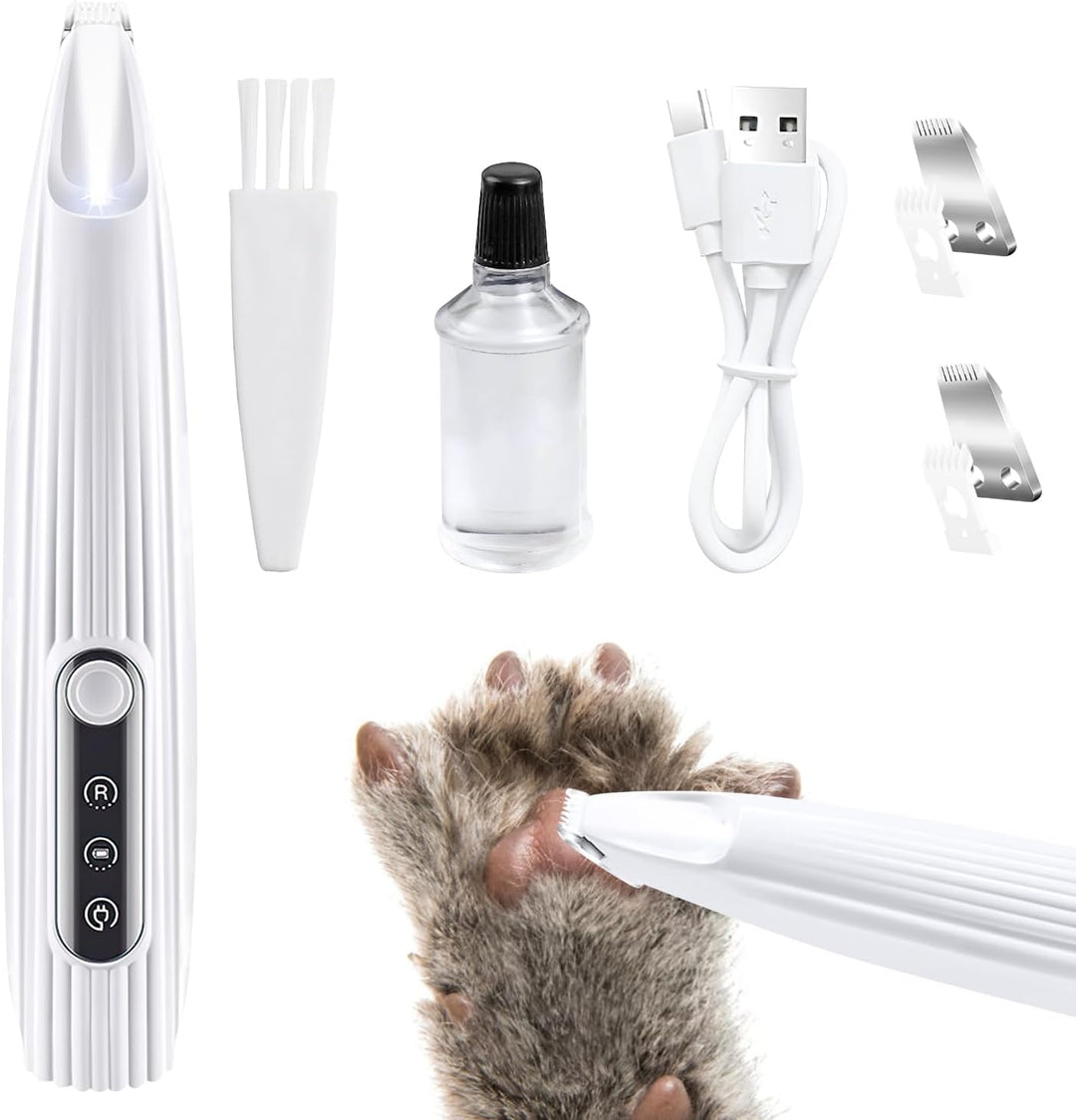 Mucek Leise Hundeschermaschine, Pfotentrimmer für Hunde mit LED-Licht, Hundepfoten Trimmer Wiederauf