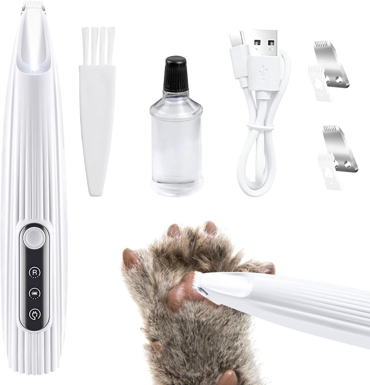 Mucek Leise Hundeschermaschine, Pfotentrimmer für Hunde mit LED-Licht, Hundepfoten Trimmer Wiederauf