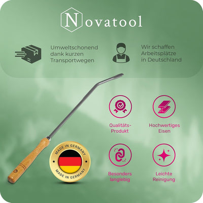 Kaminzubehör Set aus Stocheisen Aschenkratzer mit Holzgriff Kaminbesteck Schüreisen Schürhaken Glutk