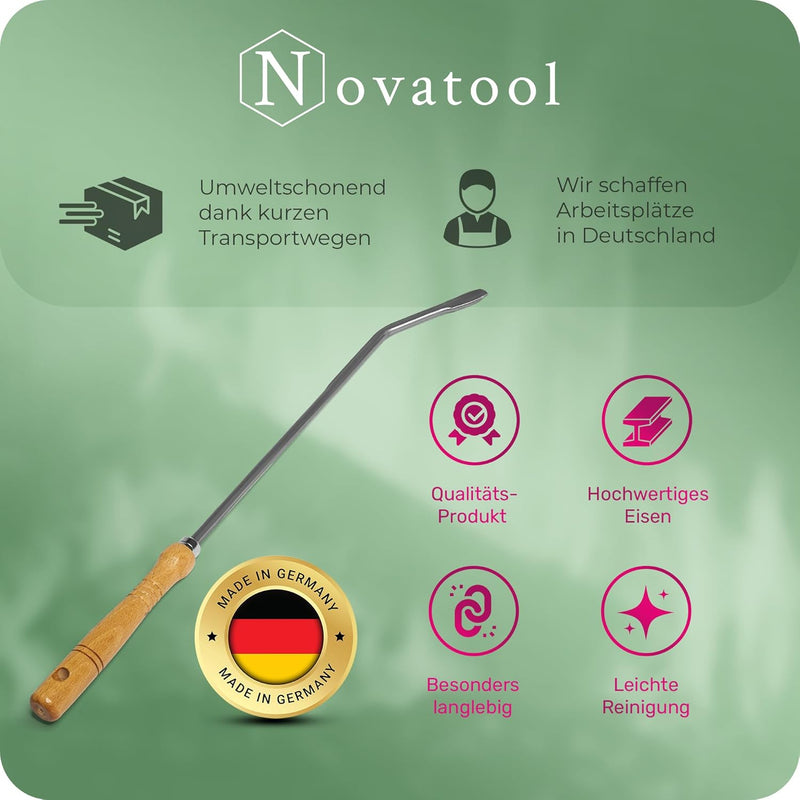 Kaminzubehör Set aus Stocheisen Aschenkratzer mit Holzgriff Kaminbesteck Schüreisen Schürhaken Glutk