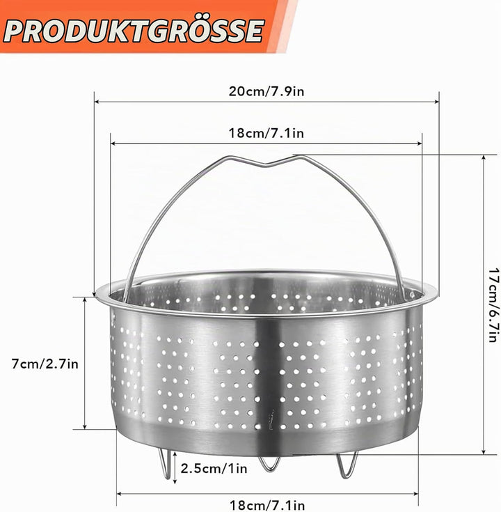 Dampfgarer Einsatz Ø20cm Edelstahl Dämpfeinsatz für Topf, Siebeinsatz für Töpfe Rund 20cm Dampfeinsa