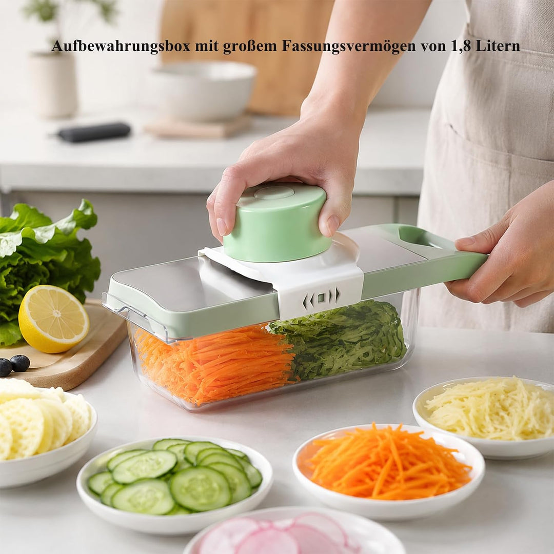 6 in 1 Multifunktion Gemüseschneider, Mandoline Edelstahl Julienneschneider, Gemüsehobel, Hobel Gemü