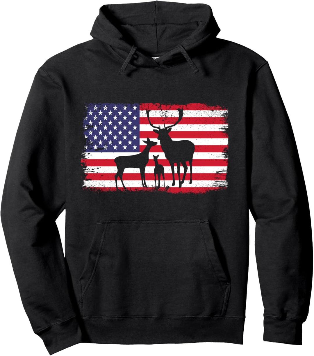 T-Shirt mit Jagd-Motiv, Hirsch, Silhouette Pullover Hoodie