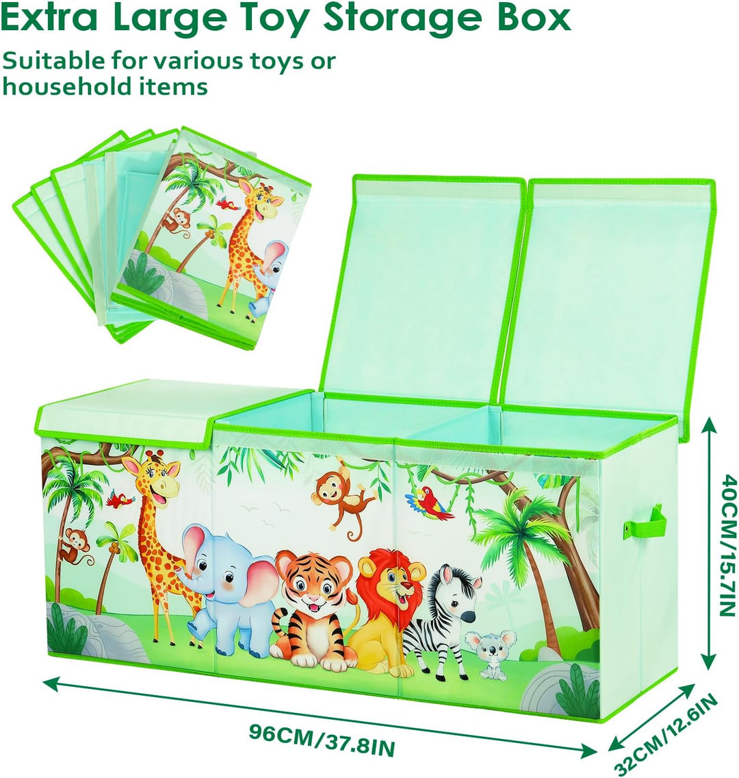 Extra Gross Aufbewahrungsbox mit Deckel Kinder, Zusammenklappbare Oxford-Spielzeugkiste mit Griff fü