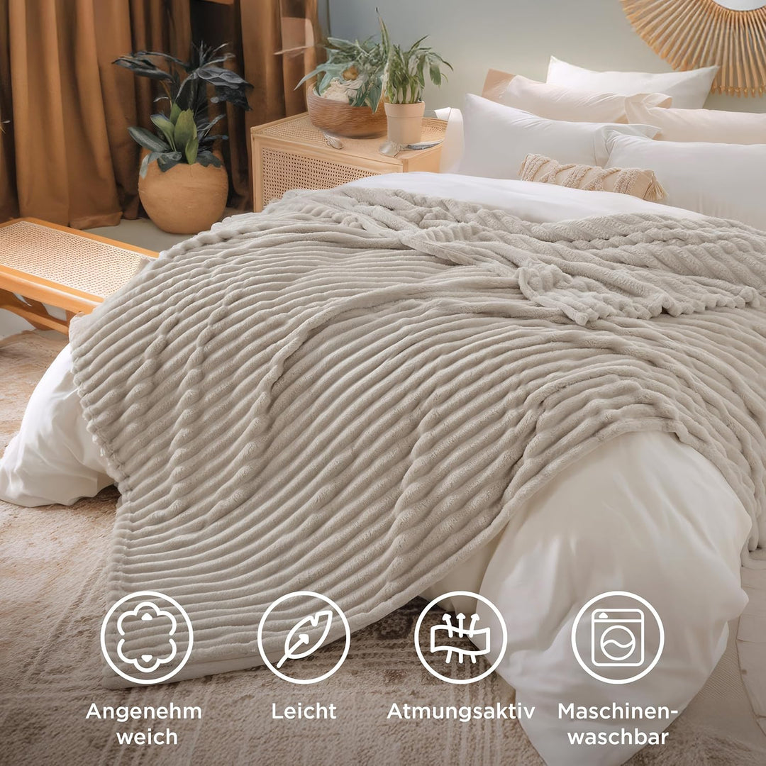 BEDSURE Kuscheldecke Flauschig Decke Fleecedecke – Weiche Warme Grobe Korddecke Gemütlicher Sofadeck
