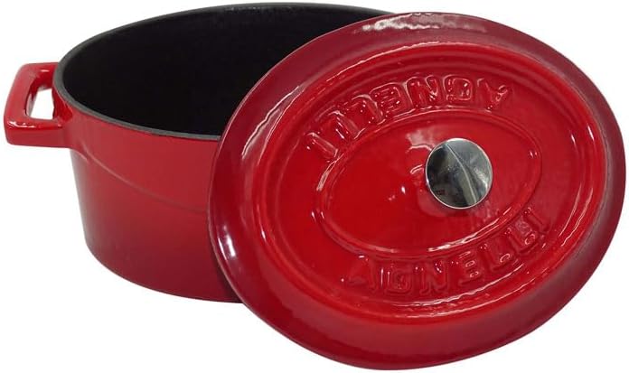 Pentole Agnelli Slowcook Ovale Auflaufform aus Gusseisen mit 2 Griffen, rot, 12 cm 12 x 9 Cm Rot, 12