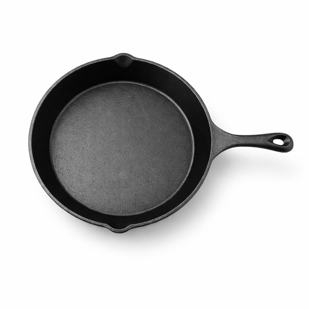 Geda Grill Gusseisenpfanne 30cm, eingebrannt Pfanne Gusseisen Induktion, Cast Iron Pan, Gusspfanne,