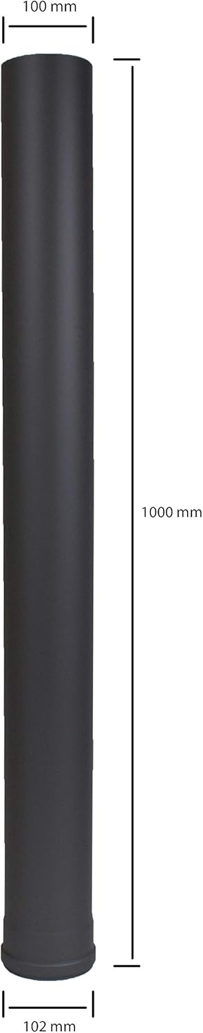 LANZZAS Pelletrohr 1000 mm Verlängerung - im Durchmesser 100 mm - Farbe: schwarz - inklusive Silikon