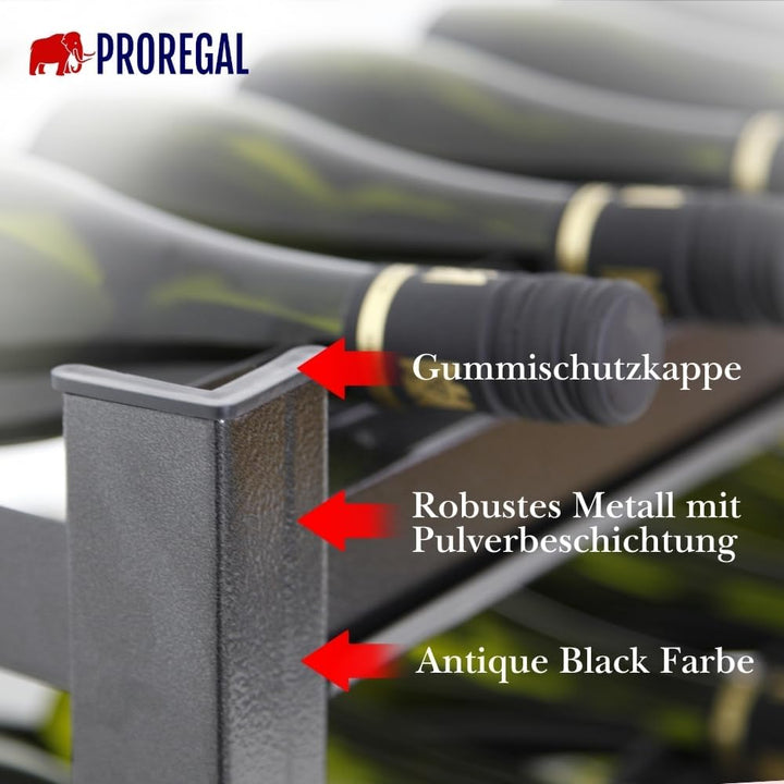 PROREGAL Weinregal Toskana, HxBxT 75x60x30 cm, 30 Flaschen auf 5 Ebenen, Schwarz, Wein Metallregal,