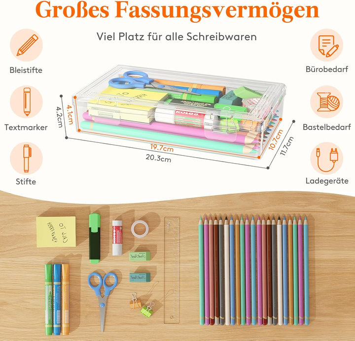 Lifewit Stiftebox mit Snap-Dicht Deckel, Hochwertiges Kunststoff Bürobedarf Organizer, Aufbewahrungs