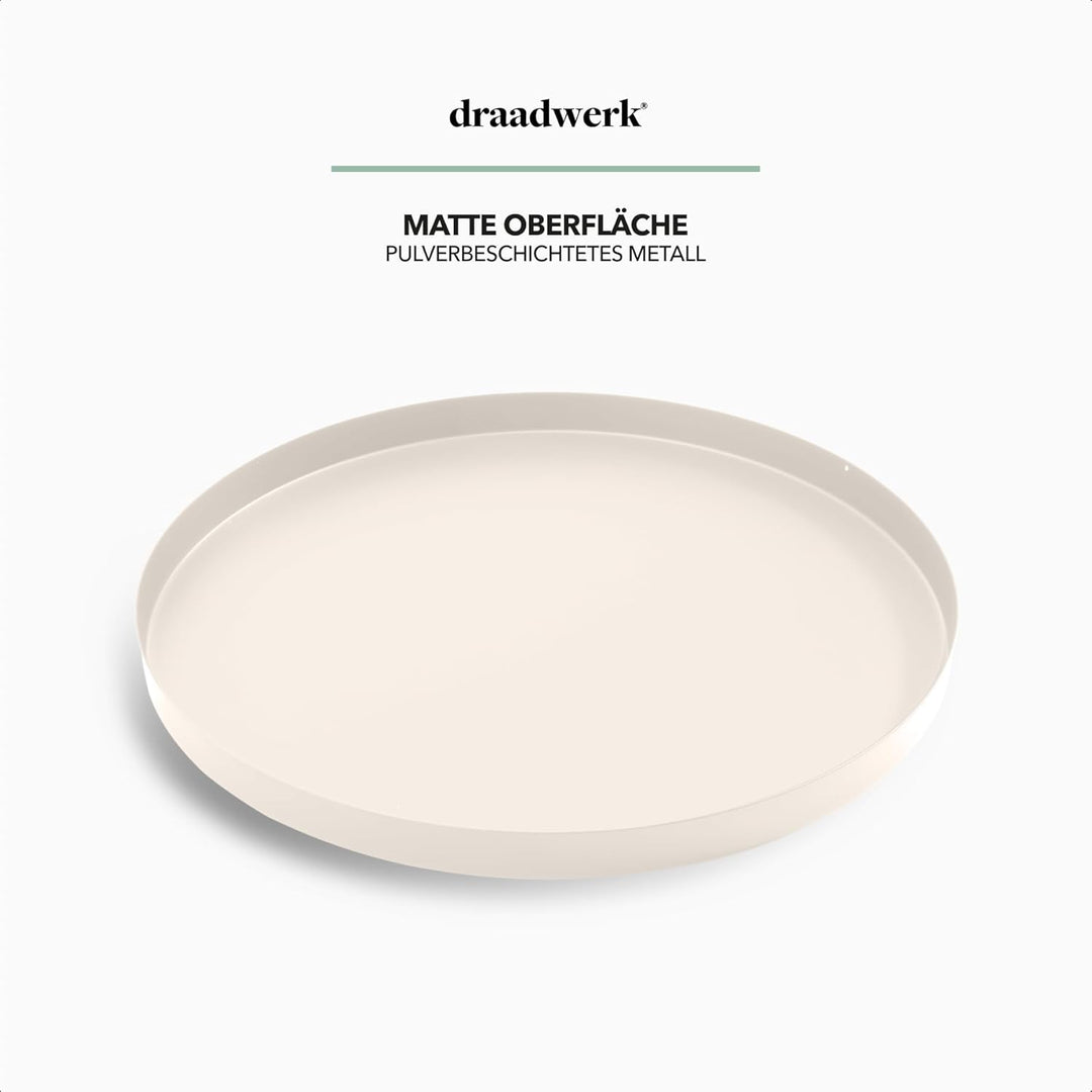 draadwerk® Deko Tablett Creme Ø 30 cm | Serviertablett aus Metall | Dekoteller rund | Home & Living