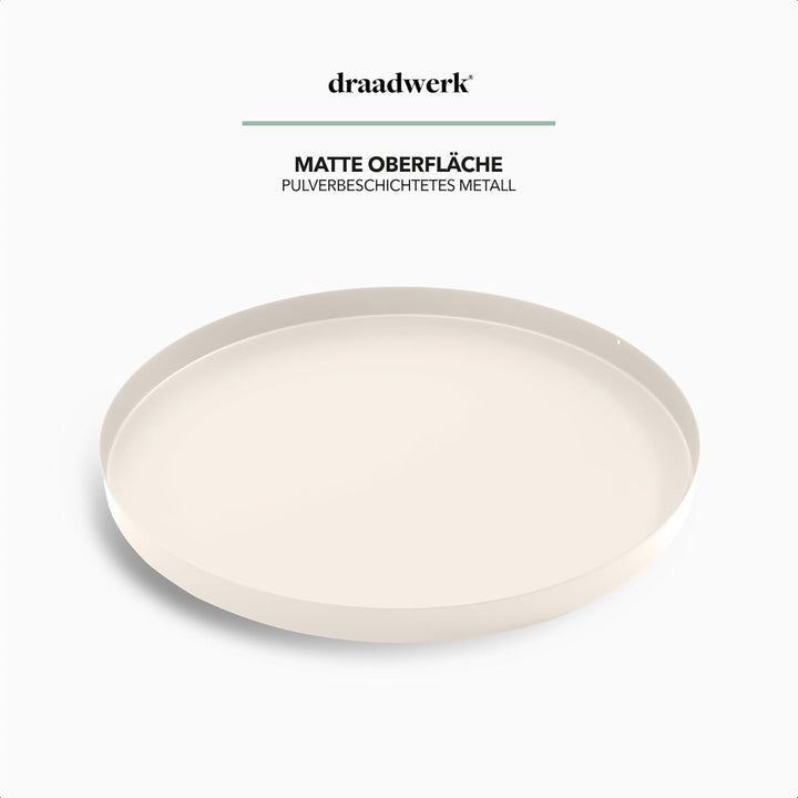draadwerk® Deko Tablett Creme Ø 30 cm | Serviertablett aus Metall | Dekoteller rund | Home & Living