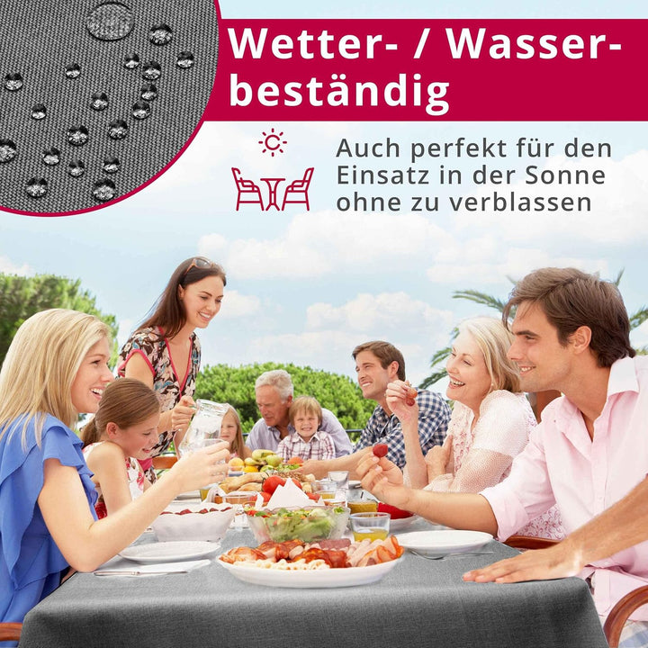 DecoHomeTextil Leinen Optik Tischdecke, Quadratisch 110 x 110 cm Grau Anthrazit, wasserabweisend, fl