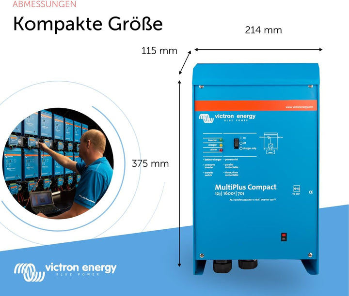 Victron Energy MultiPlus 1600VA 12-Volt 230V Reiner Sinus Wechselrichter 70 Amp Batterie Ladegerät,