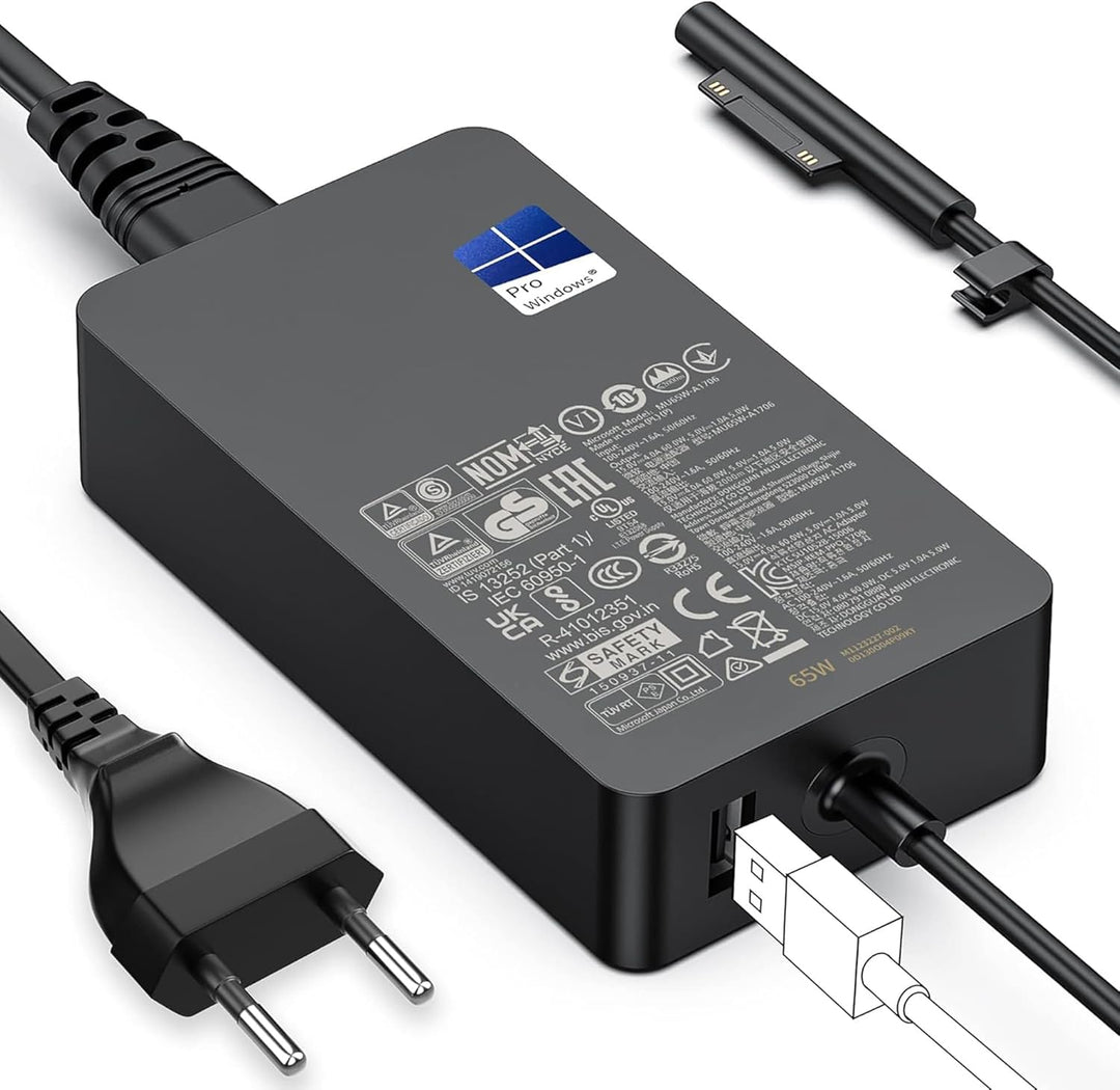 Surface Pro Ladegerät, 65W Microsoft Surface Netzteil Ladekabel für Surface Pro 9/Pro 8/Pro 7/Pro 6/