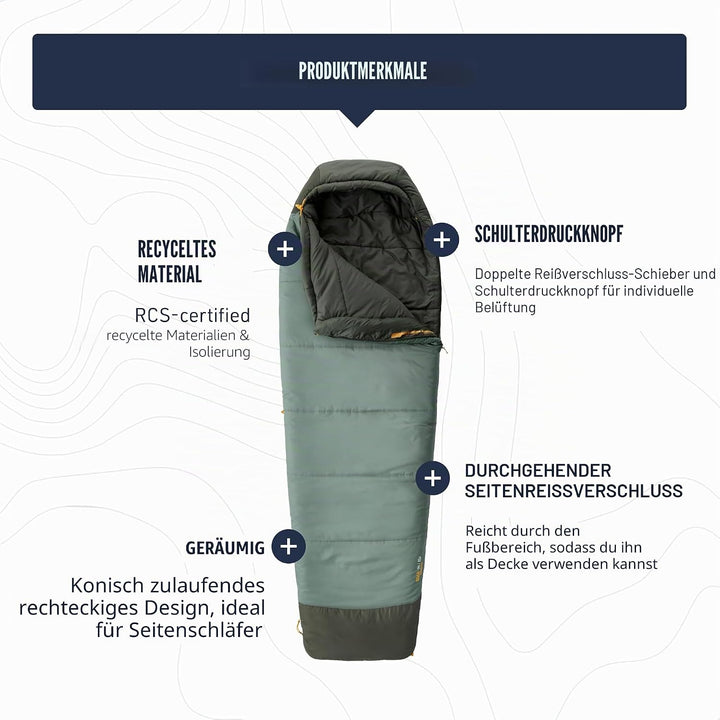 SEA TO SUMMIT - Boab Schlafsack aus Kunstfaser (–1 °C) - Rechteckig - Durchgehender Reissverschluss