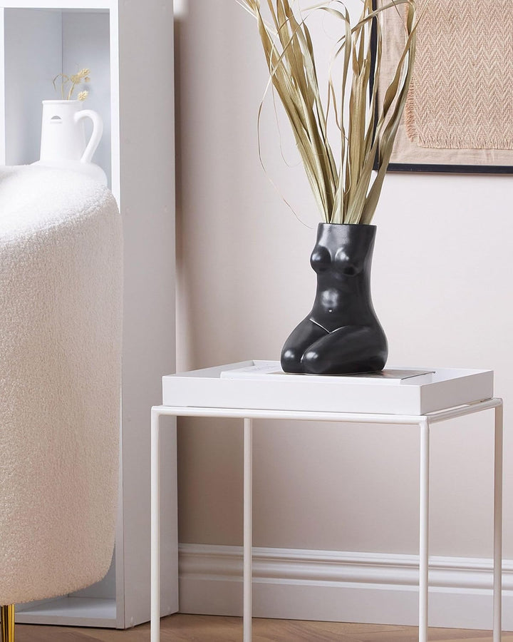 Blumenvase Keramik handgefertigt schwarz 22 cm weibliche Form Modern Pyrgos
