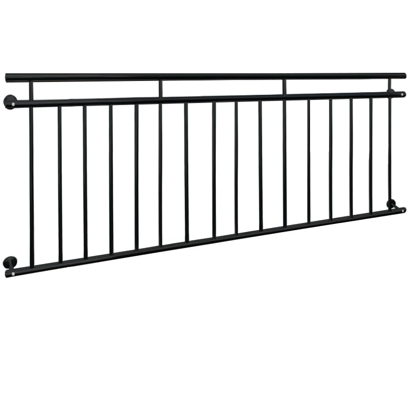 ECD Germany Französischer Balkon 90 x 225 cm mit 16 Füllstäben, Schwarz matt &amp; rau, Stahl pulverbesc