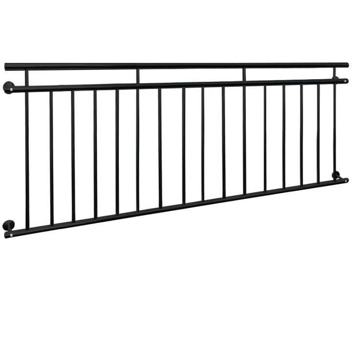 ECD Germany Französischer Balkon 90 x 225 cm mit 16 Füllstäben, Schwarz matt &amp; rau, Stahl pulverbesc