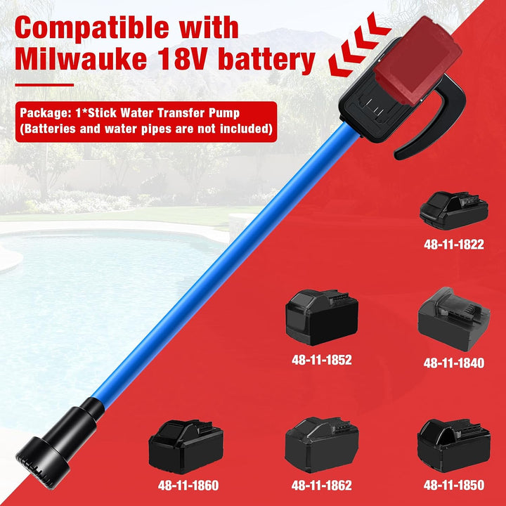 Wasserpumpe 85W für Milwaukee M18 18V Akku, 1400L/H, 4,5m Förderhöhe