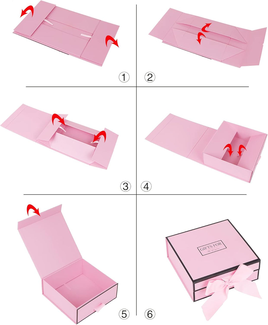 JiaWei Geschenkbox (Stil-1) 45 x 37 x 18 cm XXL, Geschenkkarton mit Magnetisch Deckel und Schleife,