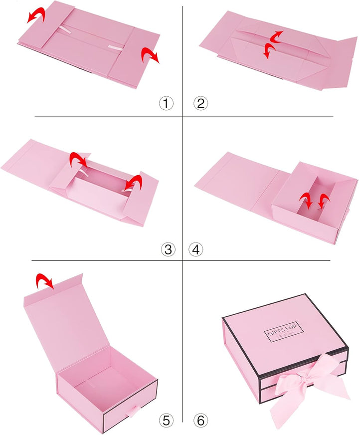 JiaWei Geschenkbox (Stil-1) 45 x 37 x 18 cm XXL, Geschenkkarton mit Magnetisch Deckel und Schleife,