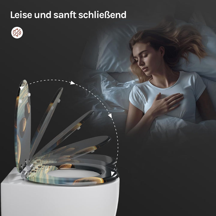 WOLTU #2 Premium WC-Sitz Toilettensitz mit Absenkautomatik, MDF Holzkern, Softclose Scharnier, Antib