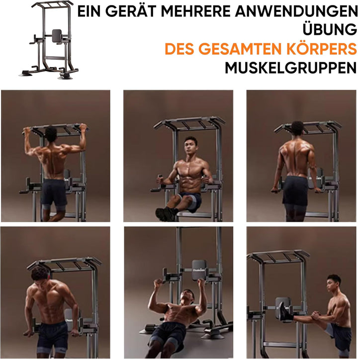 Verstellbare Klimmzugstange mit Rückenstütze &amp; 6-fach Höhenverstellung (175-240 cm) – 160 kg Belastb