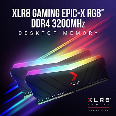 PNY XLR8 Gaming Epic-X RGB™ DDR4 3200MHz 16GB (2x8GB) Desktop Memory Dual Pack, MD16GK2D4320016XRGB,