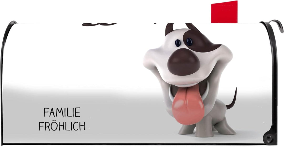 banjado® Amerikanischer Briefkasten individualisiert - US Mailbox/Letterbox mit Motiv Comic-Hund 51x