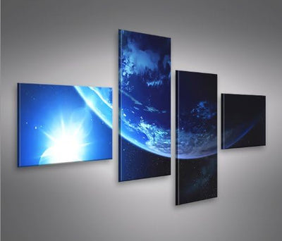 islandburner Bild Bilder auf Leinwand Blue Moon 4L Weltall Weltraum XXL Poster Leinwandbild Wandbild