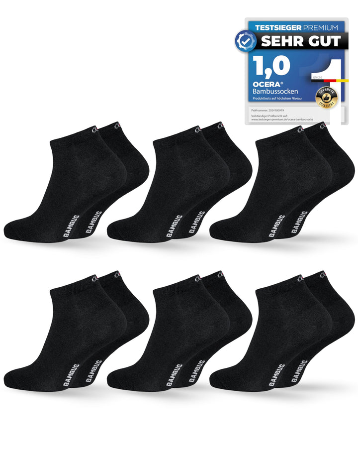 OCERA BAMBUS Kurzschaft Socken, 6 oder 12 Paar atmungsaktive Sneaker Socken aus nachhaltigen Bambusf