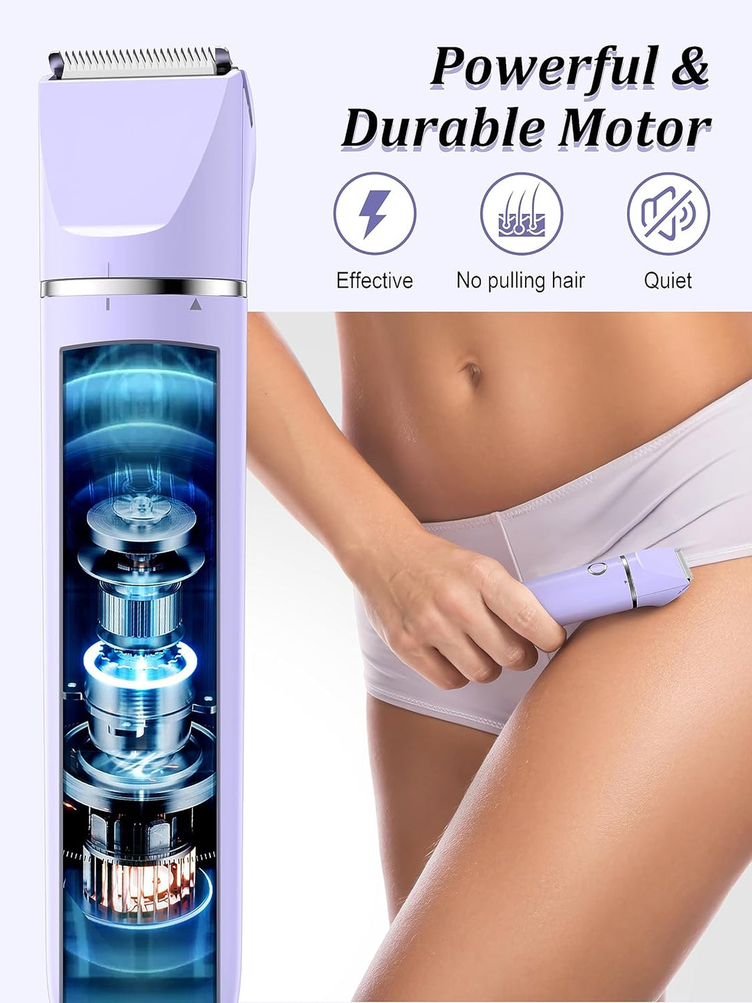 Cayzor Intimrasierer für Frauen - 2 in 1 Nass/Trocken Wasserdicht Rasierer Damen Intimbereich Kabell