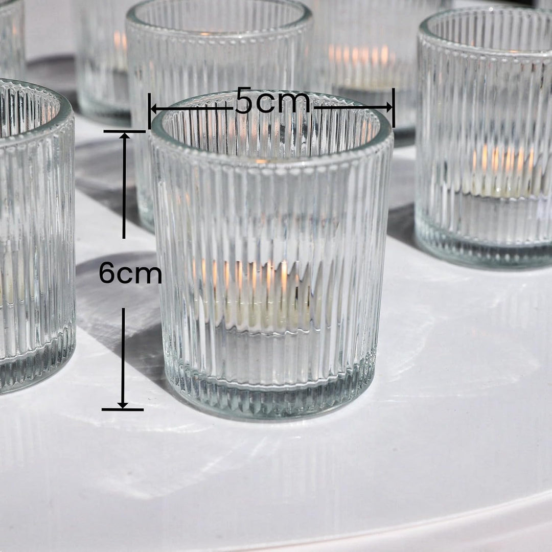 Vohocandle Klare Teelichthalter Glas mit 12, Teelichtgläser Vintage als Hochzeitsgeschenk, Transpare