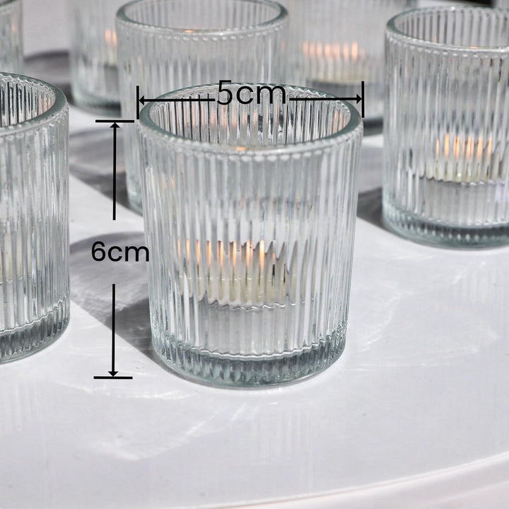 Vohocandle Klare Teelichthalter Glas mit 12, Teelichtgläser Vintage als Hochzeitsgeschenk, Transpare