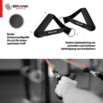 BRANK SPORTS® Widerstandsbänder-Set mit Griffen und 13 Teilen – Einstellbare Fitnessbänder als Set v