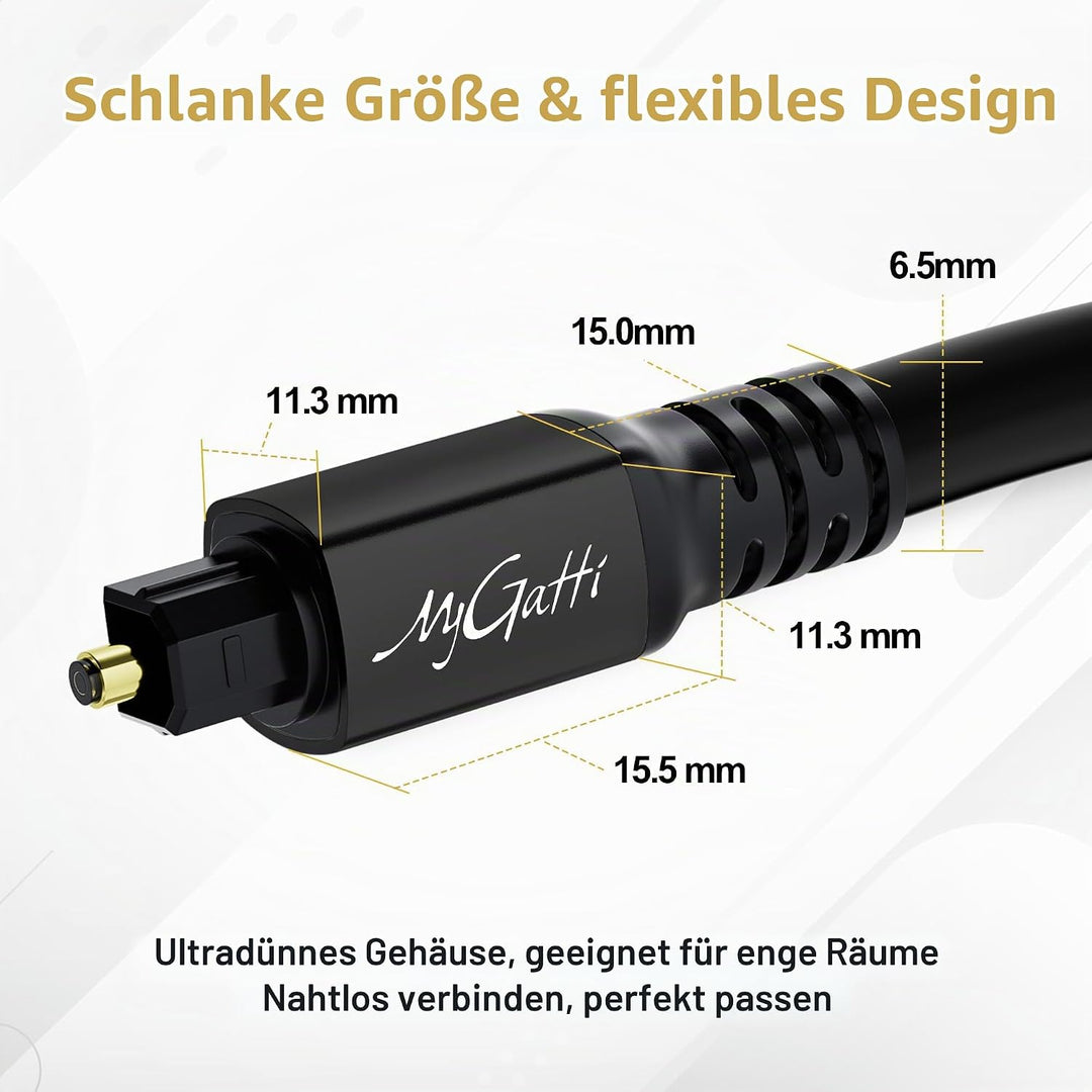 Optisches Audiokabel 10m, Toslink Optical Digital Audio Kabel (S/PDIF Verlustfreie Klangqualität), L