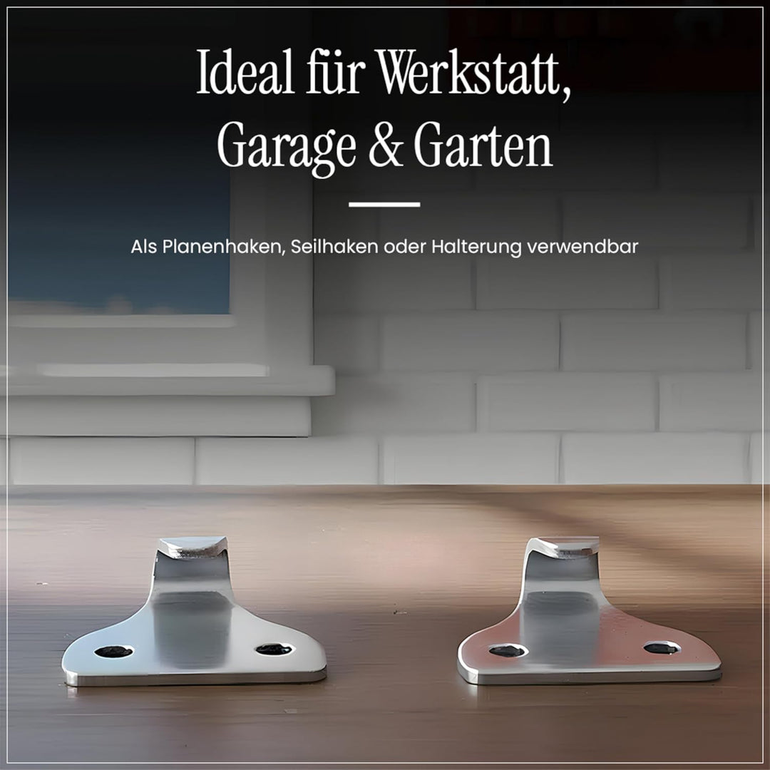 EnB 2-Loch Abspannhaken 33x27 mm – 20 Stück verzinkte Planenhaken Made in Germany – rostfrei &amp; extre