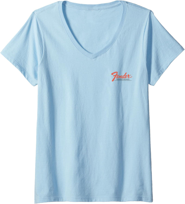 Fender Fine Electric Instruments Pocket Size Classic Logo T-Shirt mit V-Ausschnitt
