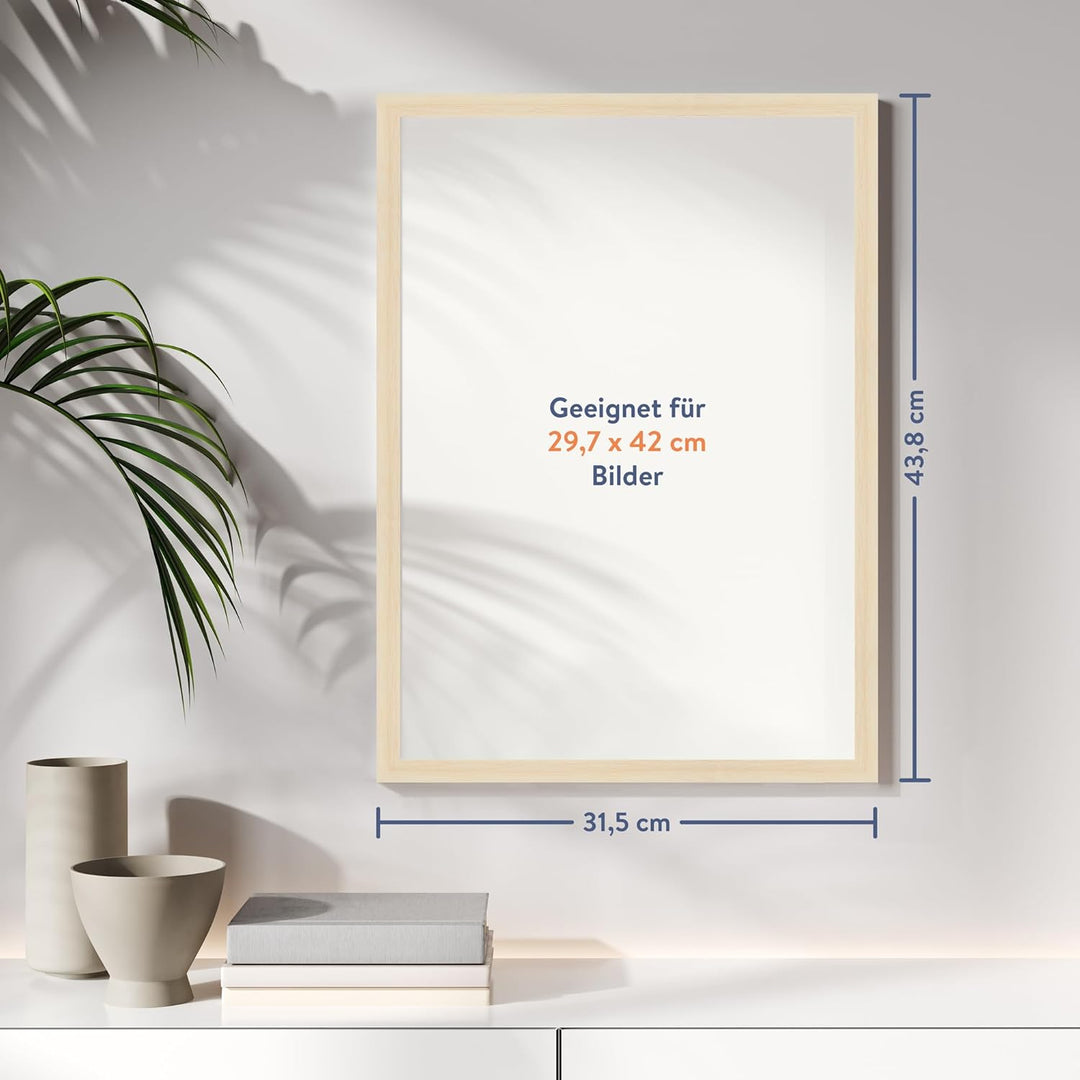 WANDStyle Bilderrahmen Modern 30x42cm DIN A3 I Farbe: Natur I Fotorahmen I klassischer Holzbilderrah