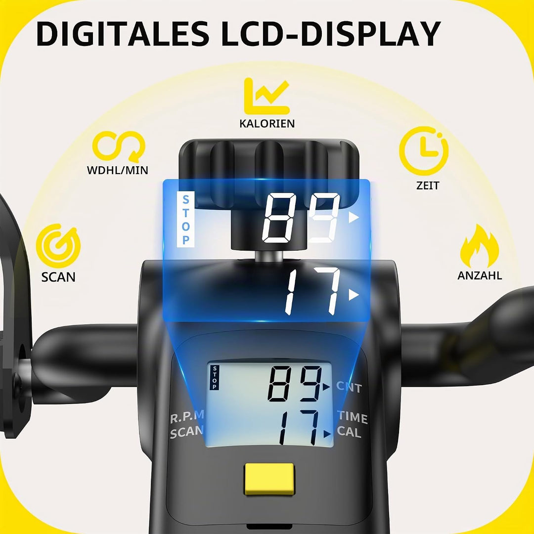 MOMODA Untertisch-Fahrradpedaltrainer mit LCD-Display, tragbarer Mini-Heimtrainer für Arm und Bein S