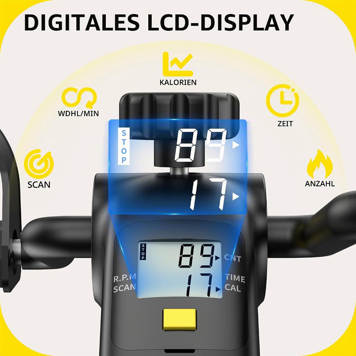 MOMODA Untertisch-Fahrradpedaltrainer mit LCD-Display, tragbarer Mini-Heimtrainer für Arm und Bein S